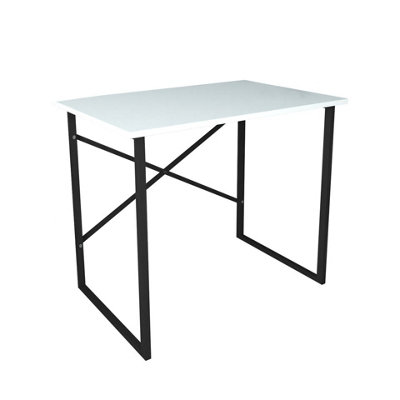 Urbn-Living Urbnliving 90Cm Width White Wooden Computer Desk Modern Study Table Workstation With Metal Legs from B&Q
