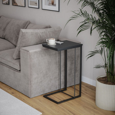 Urbn-Living Urbnliving 67Cm Height Black C Shaped Living Room Bedside Metal Frame Side Coffee Table from B&Q