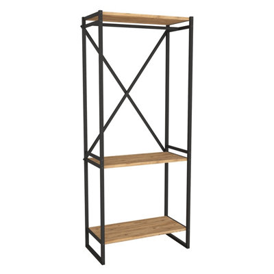 Urbn-Living Urbnliving 160Cm Height 3 Tier Pine Wooden Coat Rack And Shoe Storage Stand With Metal Frame from B&Q