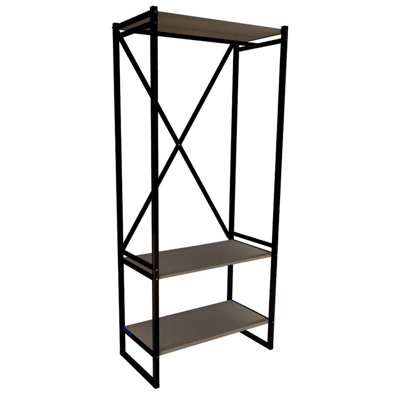 Urbn-Living Urbnliving 160Cm Height 3 Tier Anthracite Wooden Coat Rack And Shoe Storage Stand With Metal Frame from B&Q