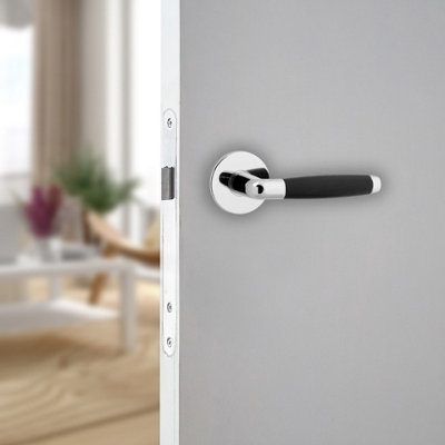 Urbn-Living Urbnliving 184mm Length 2 Pcs Cambridge Metal & Polished Nickel Rose Lever Latch Door Handles Set