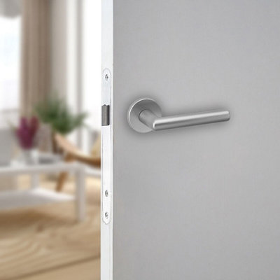 Urbn-Living Urbnliving 122mm Length 2 Pcs Rochelle Metal & Stainless Steel Rose Lever Latch Door Handles Set