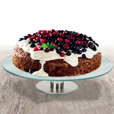 Urbn-Living Urbnliving 30Cm Diameter Glass & Metal Lazy Susan Footed Pastry Serving Plate Rotating Dish Food from B&Q