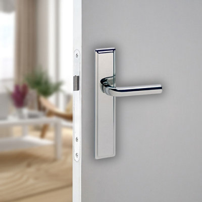 Urbn-Living 221Mm Length 2 Pcs Westminster Metal & Nickel Lever Latch Door Plain Handle Set