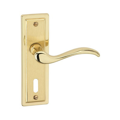 Urbn-Living Polished BrassKeyholeSet Of 1Urfic Porto Lever Door Handles