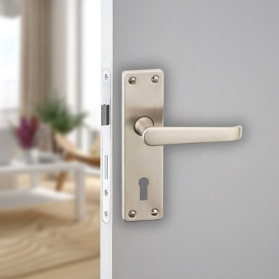 Urbn-Living Urbnliving 150mm Length Victorian Scroll Metal & Satin Nickel Keyhole Lever Latch Door Handle