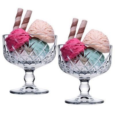 Urbn-Living Urbnliving 10Cm Height 2Pcs Footed Ice Cream Sundae Dessert Glasses Cup Dish Bowl Fruit Cocktail Set from B&Q