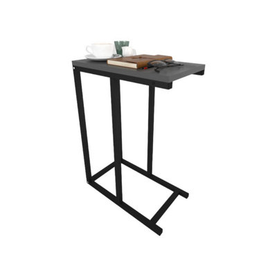Urbn-Living Urbnliving 64Cm Height C-Shape Metal & Wood Sofa Side Nesting Anthracite Table Coffee Laptop Home Décor from B&Q