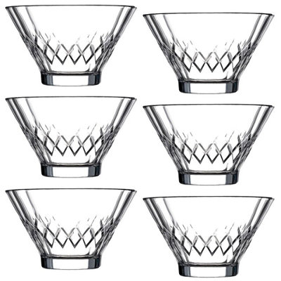 Queensway Home and Dining Queensway Home & Dining 10Cm Diameter 6 Pcs Glass Ice Cream Serving Bowls Cups Dishes Dessert Fruit Pudding from B&Q