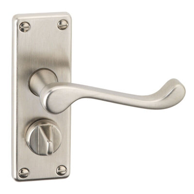 Urbn-Living Urbnliving 150mm Length Victorian Scroll Metal & Satin Nickel Privacy Lever Latch Door Handle