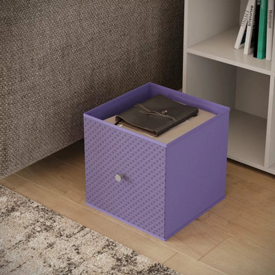 Urbn-Living 27Cm Height Foldable Woven Fabric Storage Cube Box Drawer Insert Organiser Basket With Handle Lilac