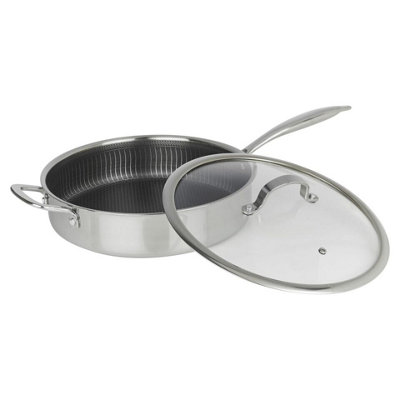 Urbn-Chef Hextec 28Cm Diameter Non Stick Stainless Steel Induction Deep Frying Pan With Lid Kitchen Cookware from B&Q