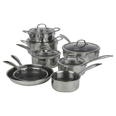 Urbn-Chef Urbnchef 28Cm Diameter 8Pcs Non Stick Stainless Steel Induction Frying Pan Saucepan Casserole Set from B&Q