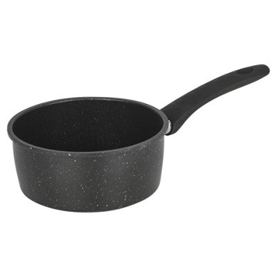 B&Q -  Urbnchef 16Cm Diameter Pressed Carbon Induction Milk Pan Pots With Soft Touch Handles