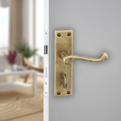 Urbn-Living Urbnliving 150mm Length Victorian Scroll Metal & Copper Bathroom  Lever Latch Door Handle