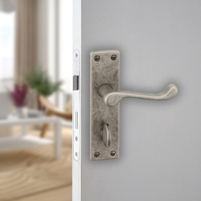 Urbn-Living Urbnliving 150mm Length Victorian Scroll Metal & Pewter Bathroom  Lever Latch Door Handle