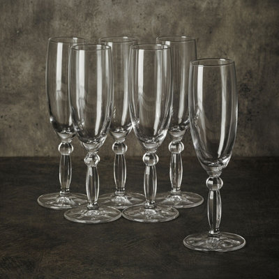 Queensway Home and Dining Queensway Home & Dining 175Ml 6Pcs Champagne Drinking Flutes Stemmed Cocktail Glasses Dinner Party from B&Q