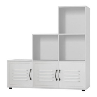 Urbn-Living Urbnliving 90Cm Height White 6 Cube Step Shelving Unit With White Metal Doors from B&Q