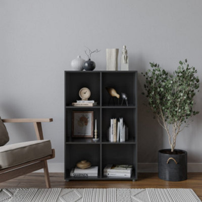 Urbn-Living Urbnliving 90Cm Height Black 6 Cube Shelving Unit from B&Q
