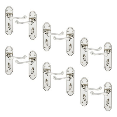 Urbn-Living Urbnliving 174mm Length 12 Pcs Ashworth Metal & Polished Nickel Lever Latch Bathroom Door Handle Set