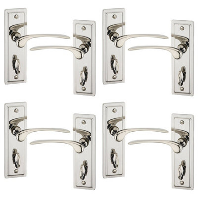 Urbn-Living Urbnliving 159mm Length 8 Pcs Como Metal & Polished Nickel Lever Latch Bathroom Door Handles Set