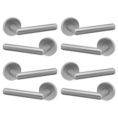 Urbn-Living 122Mm Length 8 Pcs Rochelle Metal & Satin Rose Lever Latch Door Handles Set