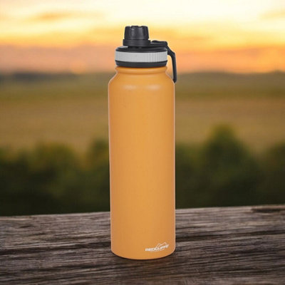 B&Q -  Urbnliving 1L Large Stainless Steel Flask Double Walled Insulated Travel Camping Gym Orange Bottle