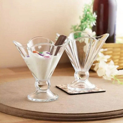 Queensway Home and Dining Queensway Home & Dining 10Cm Diameter 2Pcs Ice Cream Cup Glass Dessert Bowl Glassware Serving Dish Set from B&Q