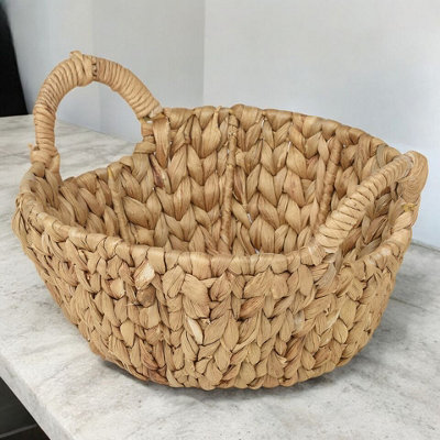 Urbn-Living Urbnliving 37Cm Width Natural Handmade Water Hyacinth Woven Storage Round Basket from B&Q