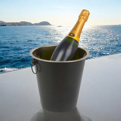 Urbn-Living Urbnliving 21Cm Height Black Metal Drinks Cooler Bucket Champagne Wine Bottles Ice Tub With Handles from B&Q