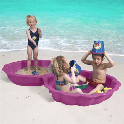 Urbn-Living Urbnliving 87Cm Width 2 Pcs Pink Shell Clam Shaped Plastic Sandpit Outdoor Garden Fun Paddling Ball Pool Sand Pit from B&Q