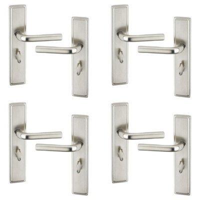 Urbn-Living Urbnliving 221mm Length 8 Pcs Westminster Metal & Satin Nickel Bathroom Lever Latch Door Handle Set