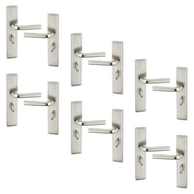 Urbn-Living Urbnliving 221mm Length 12 Pcs Westminster Metal & Satin Nickel Bathroom Lever Latch Door Handle Set