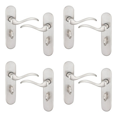 Urbn-Living Urbnliving 150mm Length 8 Pcs Geneva Scroll Metal & Satin Nickel Lever Latch Door Bathroom Handle Set