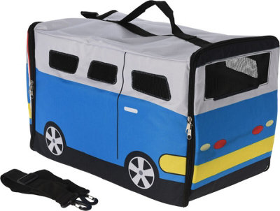 Urbn-Living Urbnliving 44Cm Length Pet Carrier Blue Bag Soft Polyester Kids Bus Themed Small Dog Cat Travel Carry Case from B&Q