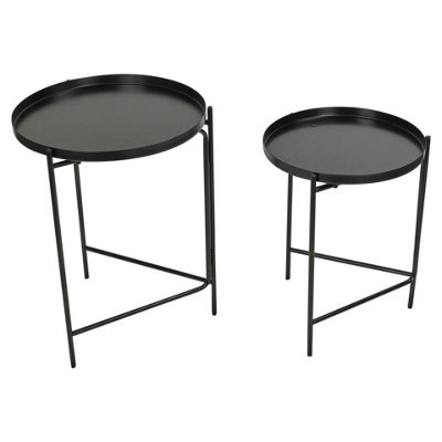 Urbn-Living Urbnliving 45Cm Height 2Pcs Round Stackable Nesting Coffee Sofa Modern Metal Black Table from B&Q