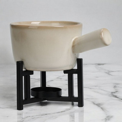 Urbn-Chef Urbnchef 17Cm Width Ceramic Chocolate/cheese Fondue Set Melting Pot With 2 Fruit Forks from B&Q