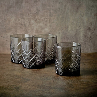 Urbn-Living Urbnliving 345Ml 4 Pcs Whisky Scotch Vodka Tumbler Grey Glassware Sets from B&Q