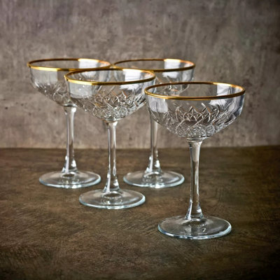 Queensway Home and Dining Queensway Home & Dining 255Ml 4 Pcs Champagne Glasses Stemmed Tall Cocktail Glassware Set from B&Q