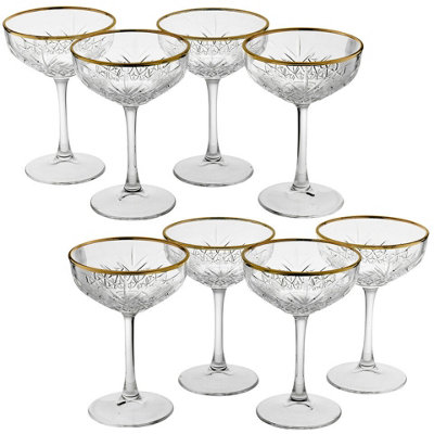 Queensway Home and Dining Queensway Home & Dining 255Ml 8 Pcs Champagne Glasses Stemmed Tall Cocktail Glassware Set from B&Q