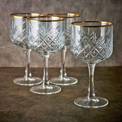 Queensway Home and Dining Queensway Home & Dining 490Ml 4 Pcs Timeless Cocktail Martini Goblet Gold Rim Glassware Sets Mixers from B&Q