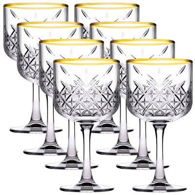 Queensway Home and Dining Queensway Home & Dining 490Ml 8 Pcs Timeless Cocktail Martini Goblet Gold Rim Glassware Sets Mixers from B&Q