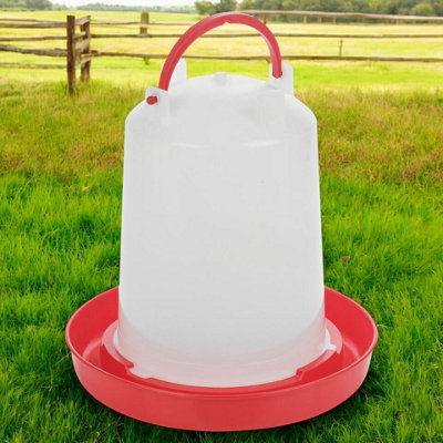 Urbn-Living Urbnliving 3L Chicken Large Drinker Water Feeder Poultry Quails Bird Hen Duck With Handle Red & White from B&Q