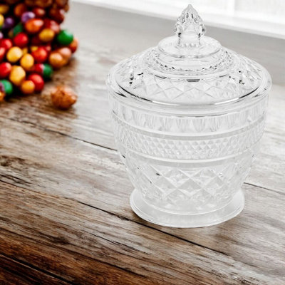Urbn-Living Urbnliving 15Cm Height Clear Plastic Sweet Dish Bonbonniere Candy Almonds Sugar Bowl Snack Jar from B&Q