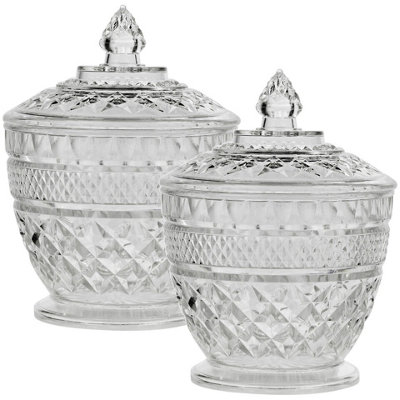 Urbn-Living Urbnliving 15Cm Height Clear Plastic Sweet Dish Bonbonniere Candy Almonds Sugar Bowl Snack Jar Set Of 2 from B&Q