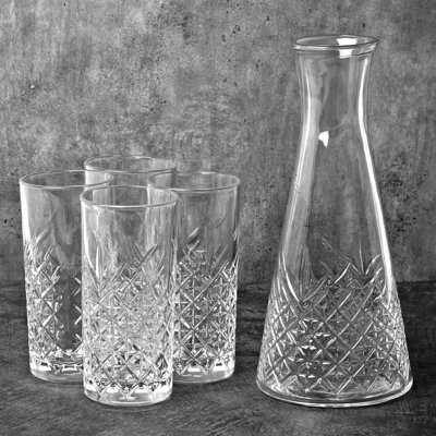 Queensway Home and Dining Queensway Home & Dining Combo Of 940/365Ml Timeless Carafe Jug & 4 Drinking Glasses Tumblers Dining Set from B&Q