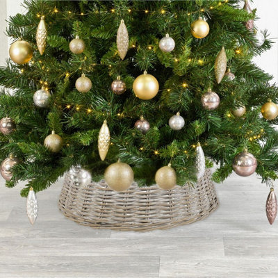 Urbn-Living Urbnliving 70Cm Whitewash Bamboo Christmas Tree Skirt Wicker Xmas Cover Large Base Decoration from B&Q