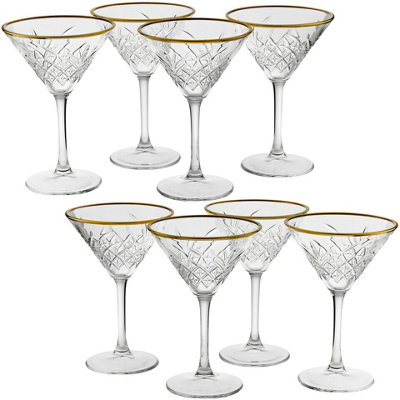 Queensway Home and Dining Queensway Home & Dining 17Cm Height 8 Pcs Timeless Martini Glass With Gold Rim Tall Party Drinks Glassware Sets from B&Q