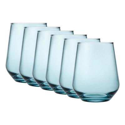 Queensway Home and Dining Queensway Home & Dining 425Ml 6 Pcs Light Blue Coloured Tumbler Short Cocktails Juice Glasses from B&Q