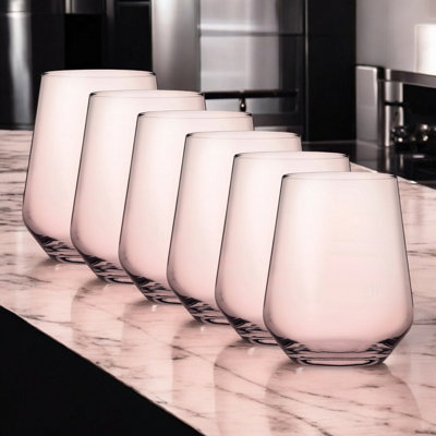 Queensway Home and Dining Queensway Home & Dining 425Ml 6 Pcs Pink Coloured Tumbler Short Cocktails Juice Glasses from B&Q